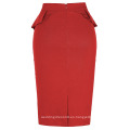 Grace Karin Mujer Alta Estiramiento Hips-Wrapped Vintage Retro Red Pencil Skirt CL010454-2